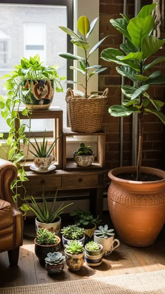 21 Thrifted Home Decor Inspiration | Stylish and Affordable Ideas 21 Add Indoor Plants in Thrifted Pots