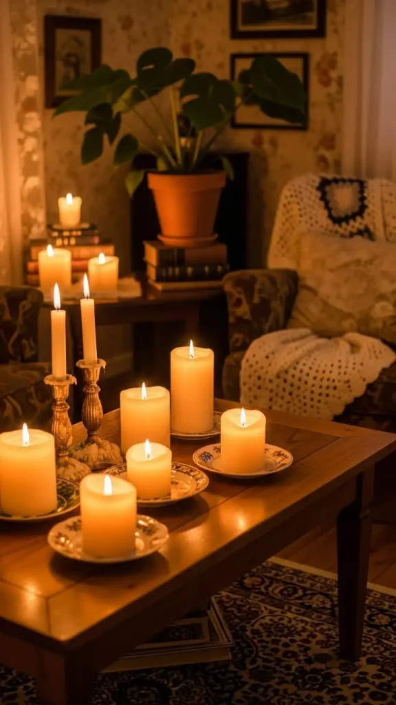 20 Grandmacore Home Decor Ideas for Cozy Vintage Charm 21 Candles and Soft Scented Decor