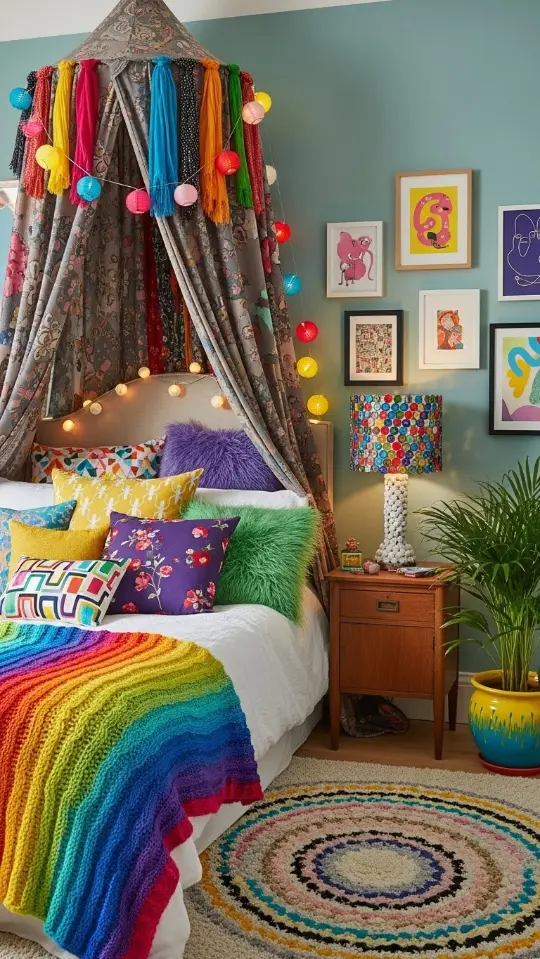 20 Funky Home Decor Bedroom | Creative Ideas to Brighten Your Sleep Space 21 20. Funky Canopy or Drapes