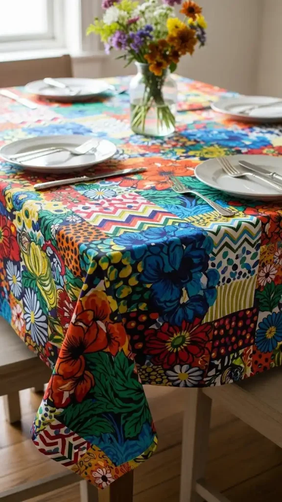 20 Colorful Thrifted Home Decor Ideas to Create a Bright, Stylish, and Budget-Friendly Home 21 Patterned Tablecloths and Runners