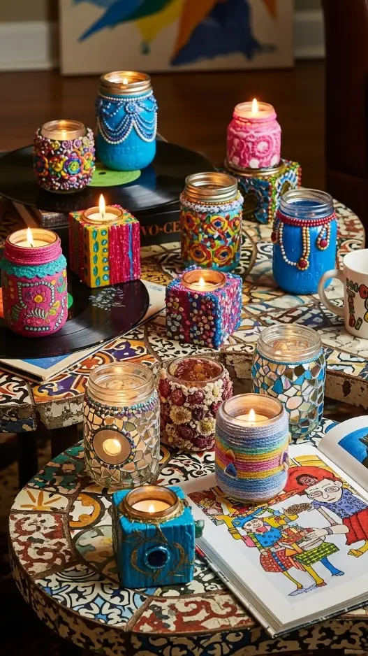 27 Fun DIY Ideas for Funky Home Decor to Transform Your Space 21 Personalized Candles
