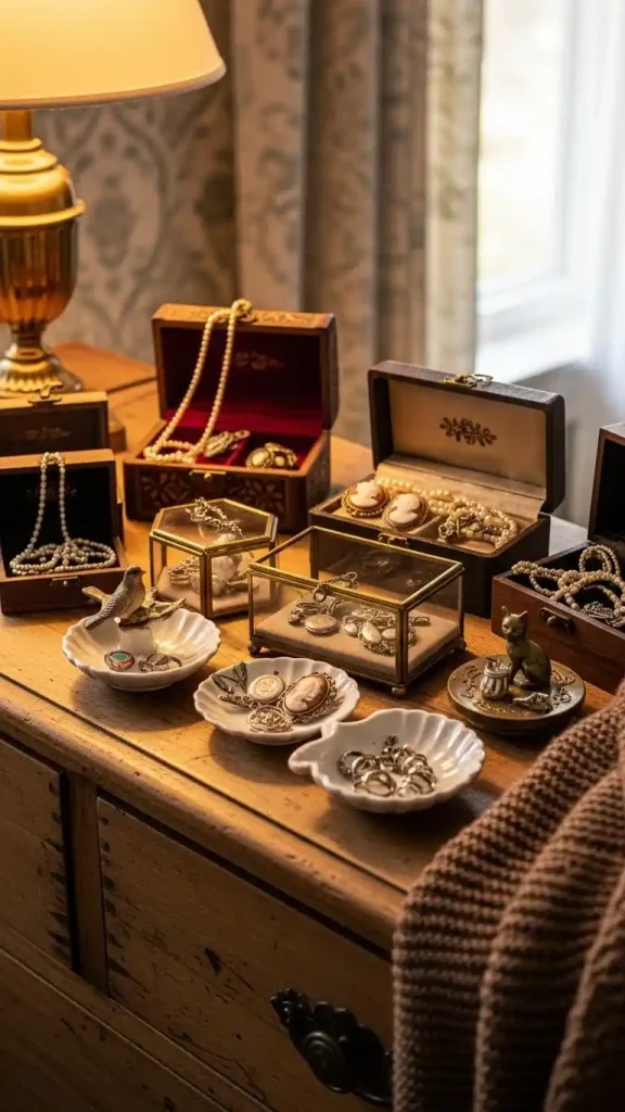 23 Thrifted Home Decor Bedroom | Create a Cozy, Vintage-Inspired Space 21 Vintage Jewelry Boxes or Trinket Holders