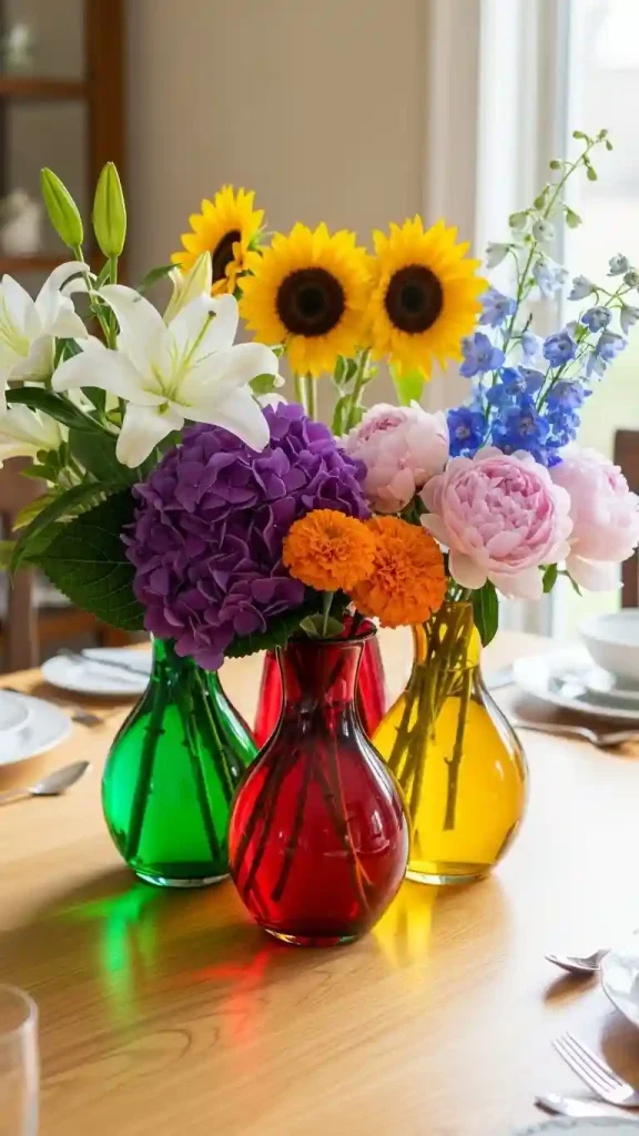 23 Colorful Home Decor Aesthetic | Ideas to Brighten Your Space 22 Colorful Glass Vases