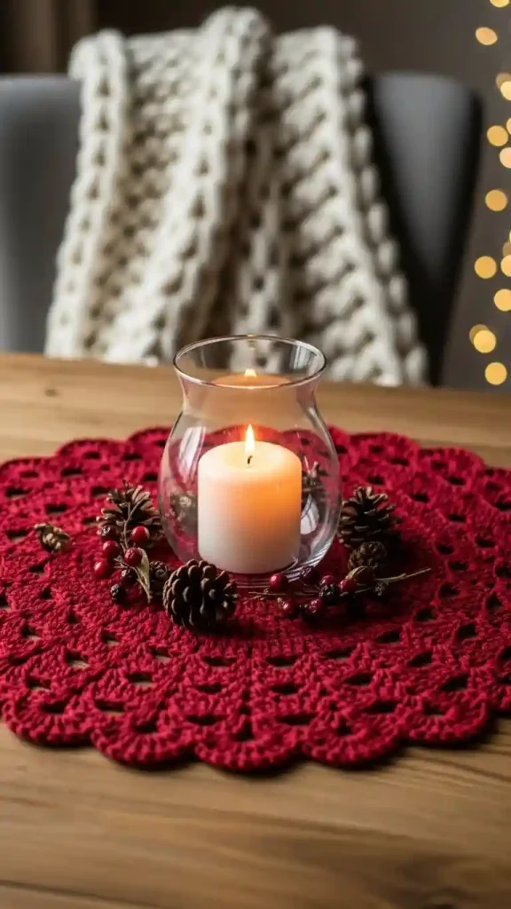 25 Christmas Crochet Home Decor | Handmade Ideas for a Festive Touch 23 Crochet Candle Mats for Centerpieces
