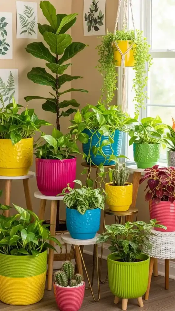 23 Colorful Home Decor Aesthetic | Ideas to Brighten Your Space 24 Colorful Indoor Plant Corners