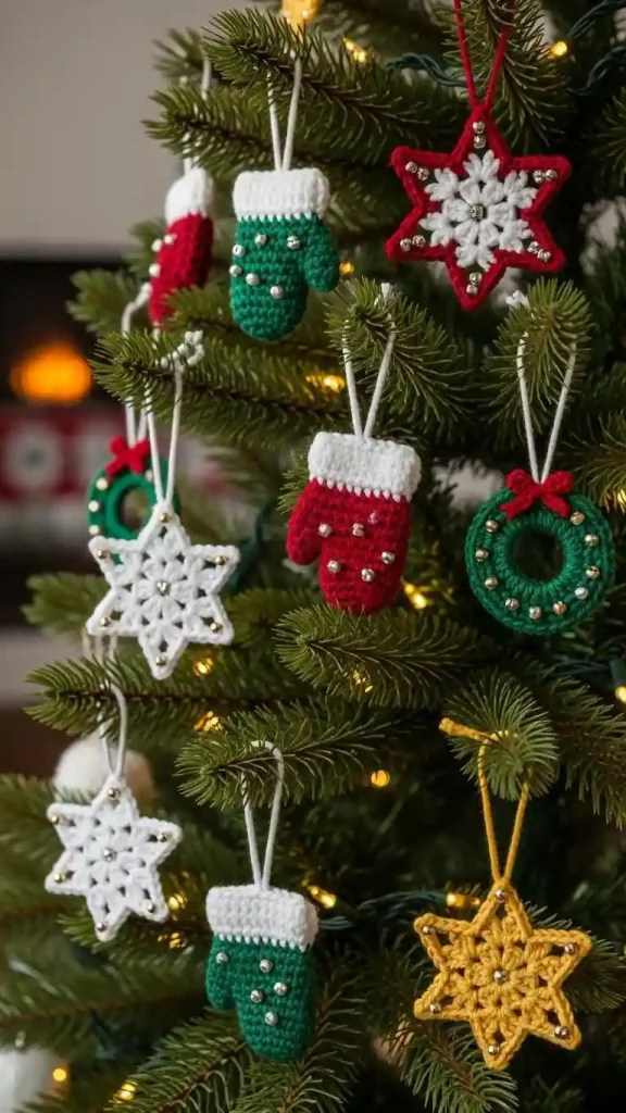 25 Christmas Crochet Home Decor | Handmade Ideas for a Festive Touch 24 Crochet Christmas Tree Ornaments with Beads