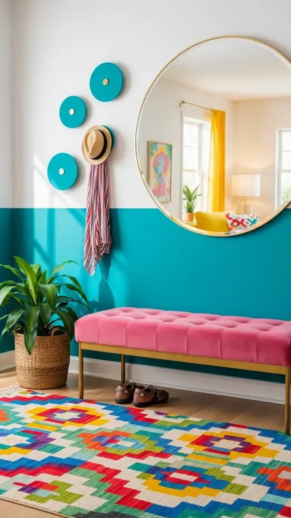 27 Funky Colorful Home Decor | Ideas to Brighten Your Space 24 Vibrant Entryway Styling