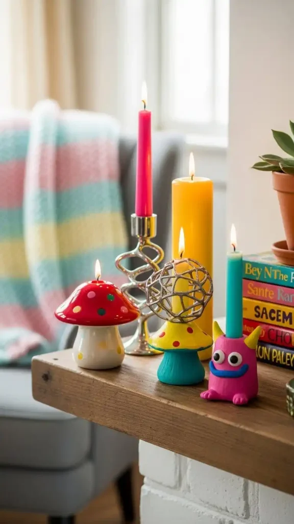 27 Funky Colorful Home Decor | Ideas to Brighten Your Space 26 Bright Candles & Candle Holders