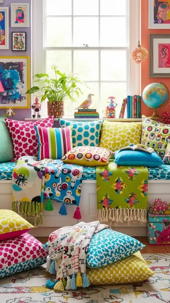 27 Funky Colorful Home Decor | Ideas to Brighten Your Space 27 Colorful Window Seat Styling