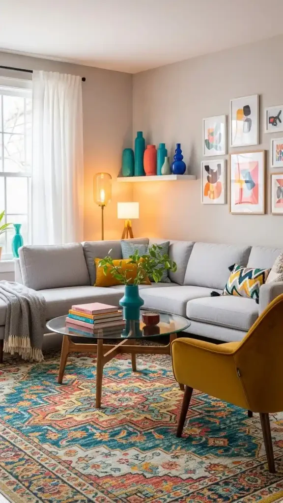 20 Pop of Color Home Decor ideas | Brighten Your Space with Style 4 Brighten with Vibrant Area Rugs