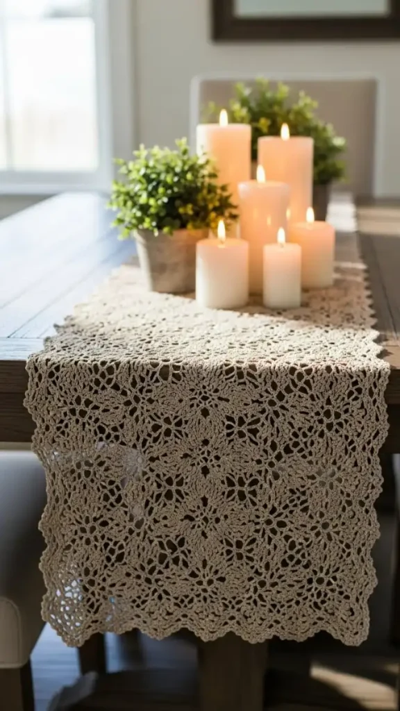 23 Filet Crochet Home Decor Ideas to Beautify Your Stylish Living Spaces 4 Hafilet Crochet Table Runners