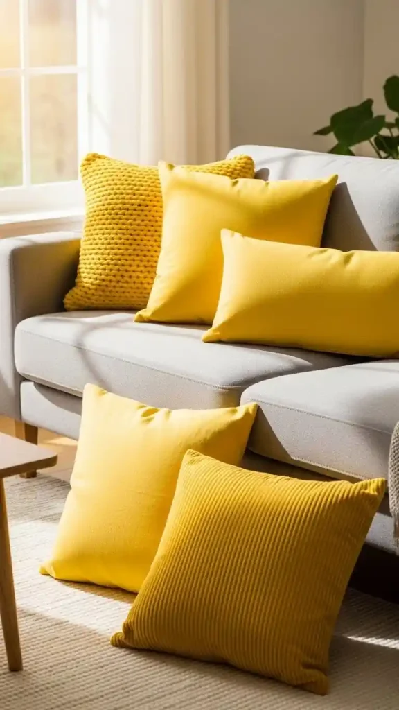 23 Primary Color Home Decor | Creative Ideas to Brighten Your Space 4 Sunny Yellow Throw Pillows