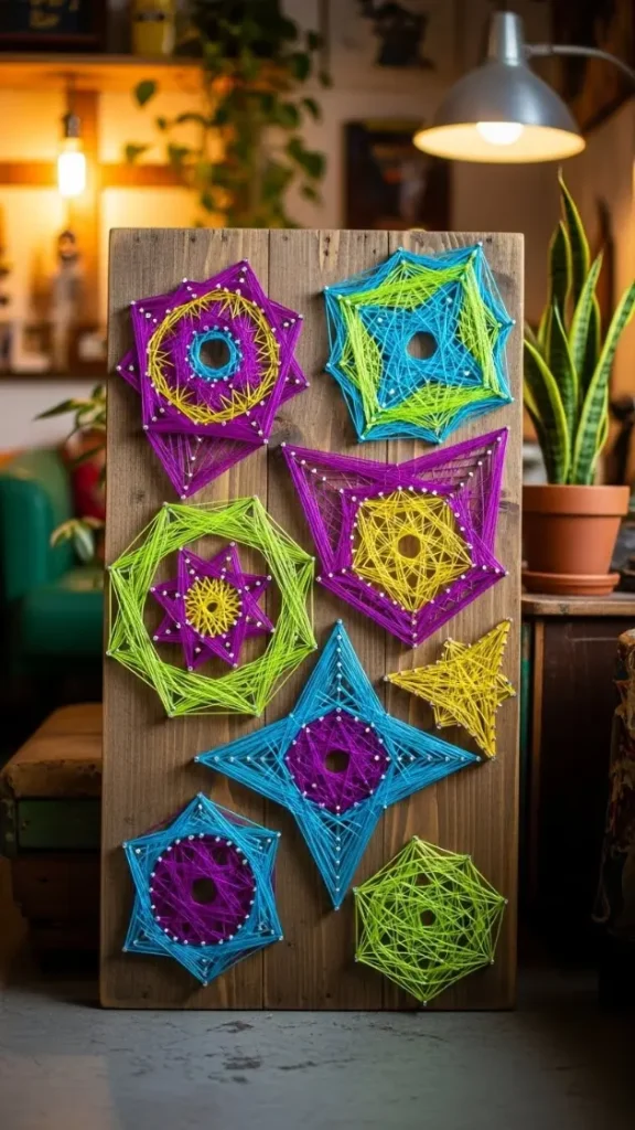 27 Fun DIY Ideas for Funky Home Decor to Transform Your Space 5 Colorful String Art