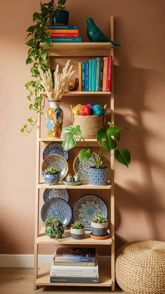 20 Creative Storage Ideas for Funky Home Decor to Make Your Home Bold & Organized 5 Open Ladder Shelving Units