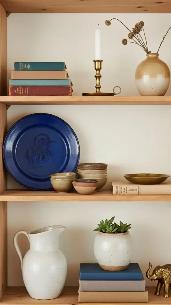 21 Thrifted Home Decor Inspiration | Stylish and Affordable Ideas 5 Style Open Shelves With Thrifted Decor