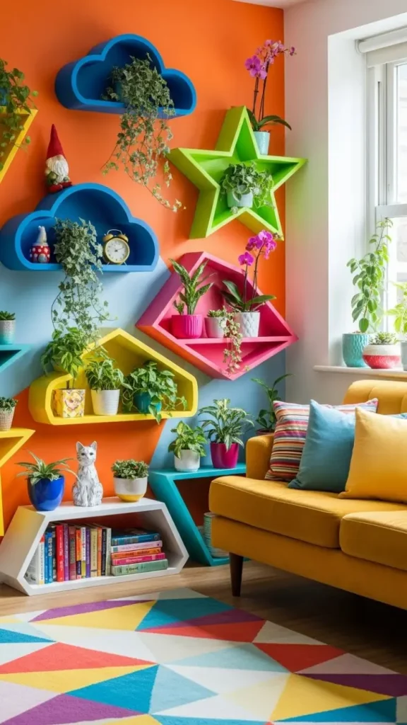 27 Fun DIY Ideas for Funky Home Decor to Transform Your Space 6 DIY Funky Shelves