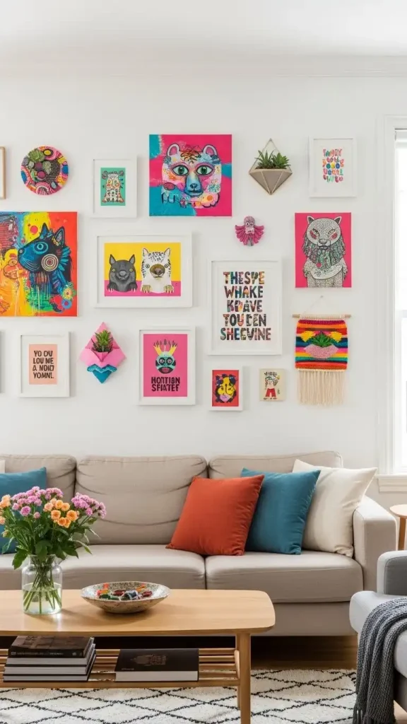 23 Unconventional Decor Combinations for Funky Home Decor to Create Bold and Stunning Interiors 6 Quirky Wall Art with Neutral Furniture