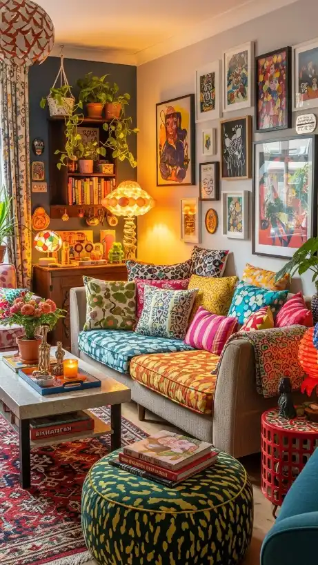 23 Eclectic Funky Home Decor Creative Ideas for a Stylish Space 6 Vibrant Cushion Mix