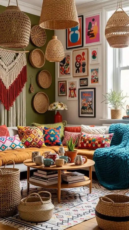 22 Earthy Funky Home Decor Creative Ideas for a Stylish and Natural Home 6 Woven Baskets