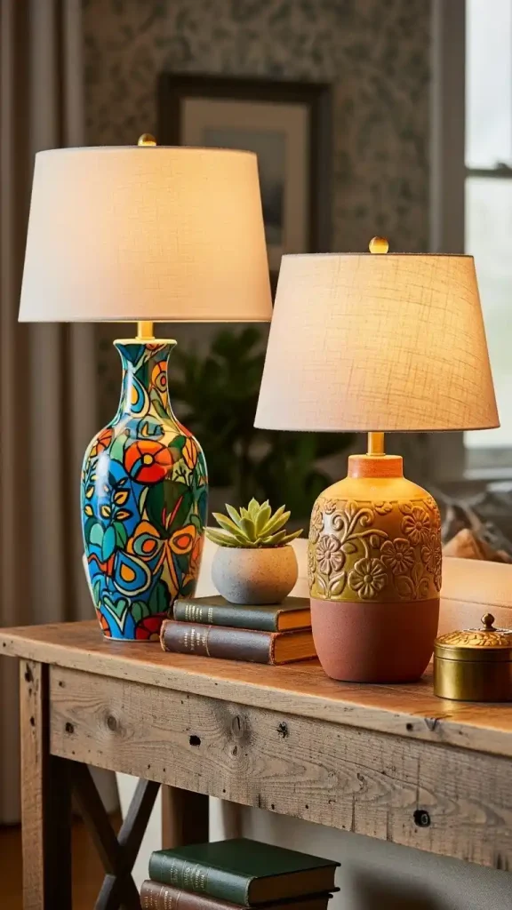 20 Colorful Thrifted Home Decor Ideas to Create a Bright, Stylish, and Budget-Friendly Home 7 Bold Ceramic Table Lamps