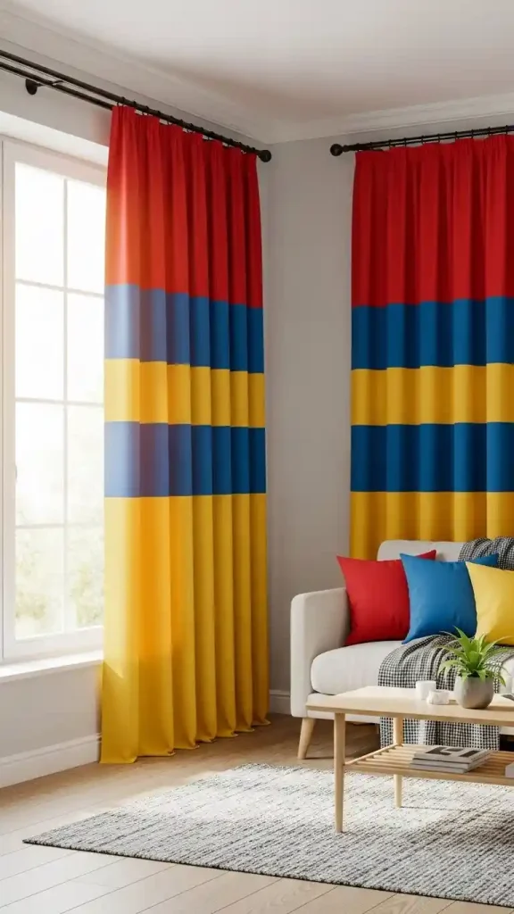 23 Primary Color Home Decor | Creative Ideas to Brighten Your Space 7 Color-Blocked Curtains