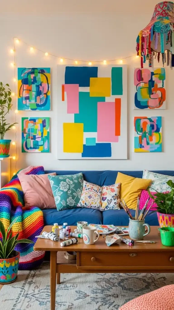 20 Funky Home Decor Aesthetic |Vibrant Ideas to Transform Your Space 7 Colorful DIY Wall Art