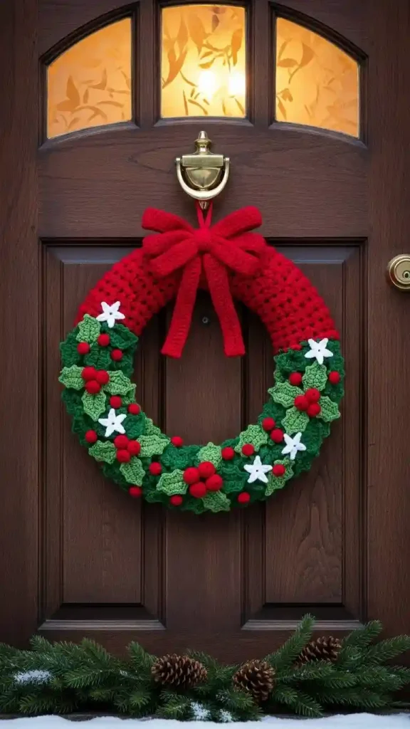 25 Christmas Crochet Home Decor | Handmade Ideas for a Festive Touch 7 Crochet Wreaths for Doors