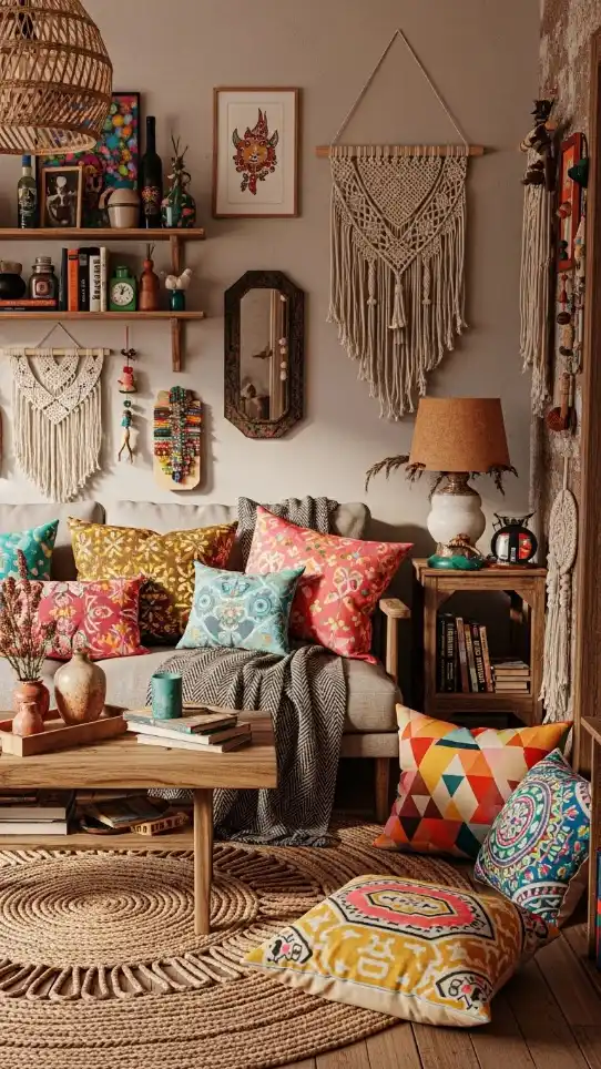 22 Earthy Funky Home Decor Creative Ideas for a Stylish and Natural Home 7 Earth-Toned Throw Pillows