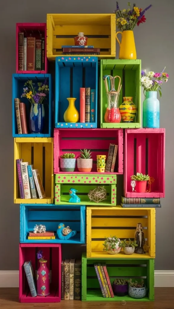 27 Fun DIY Ideas for Funky Home Decor to Transform Your Space 7 Repurposed Crate Storage