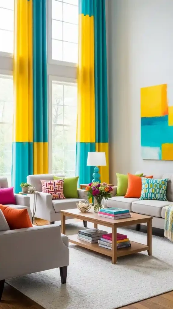 23 Colorful Home Decor Aesthetic | Ideas to Brighten Your Space 8 Colorful Curtains