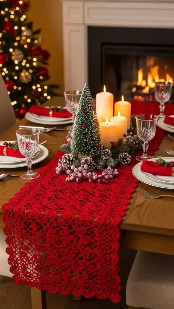 25 Christmas Crochet Home Decor | Handmade Ideas for a Festive Touch 8 Crochet Table Runners for Festive Dining