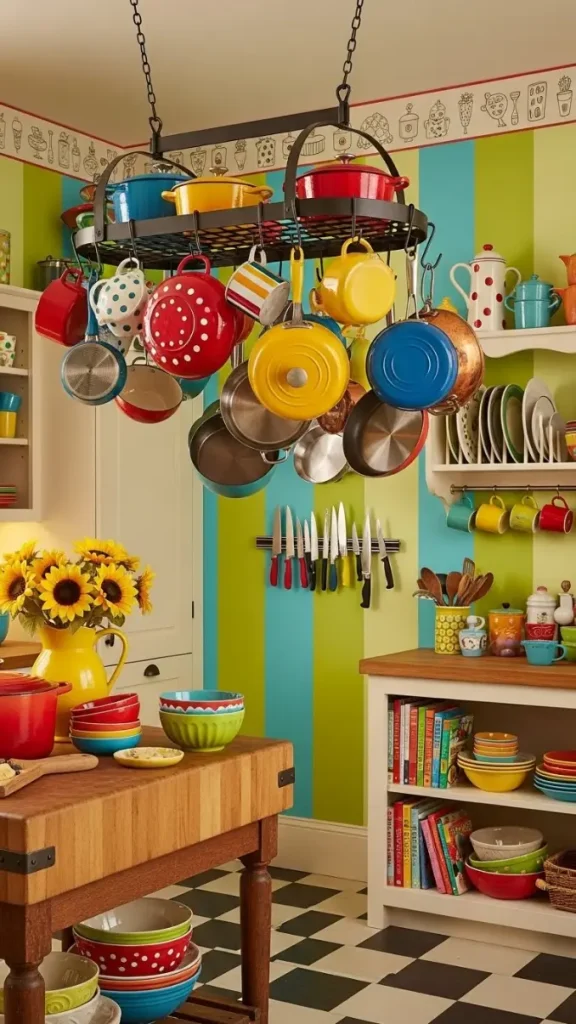 21 Funky Home Decor Kitchen Ideas That Transform Your Cooking Space 8 Hanging Pot Racks