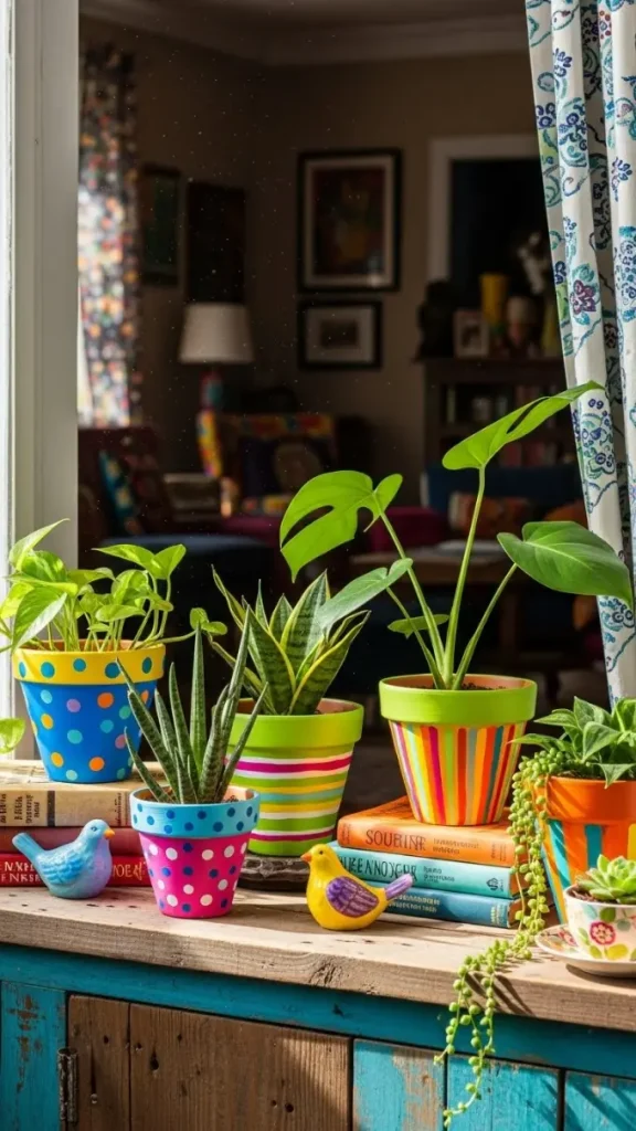 27 Fun DIY Ideas for Funky Home Decor to Transform Your Space 8 Painted Terracotta Pots