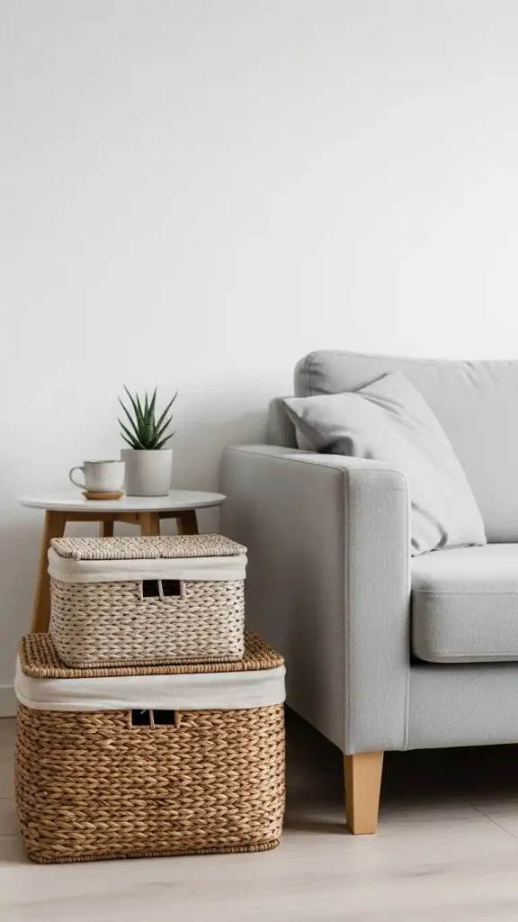 23 Simple Thrifted Home Decor Ideas for a Cozy & Stylish Home 8 Woven Storage Baskets