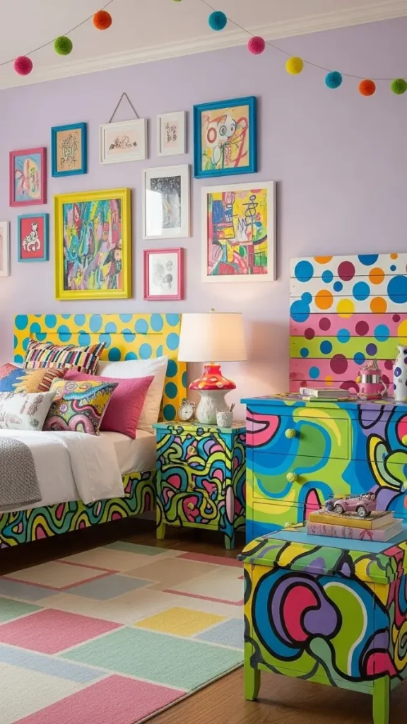 20 Funky Home Decor Bedroom | Creative Ideas to Brighten Your Sleep Space 9 DIY Painted Furniture