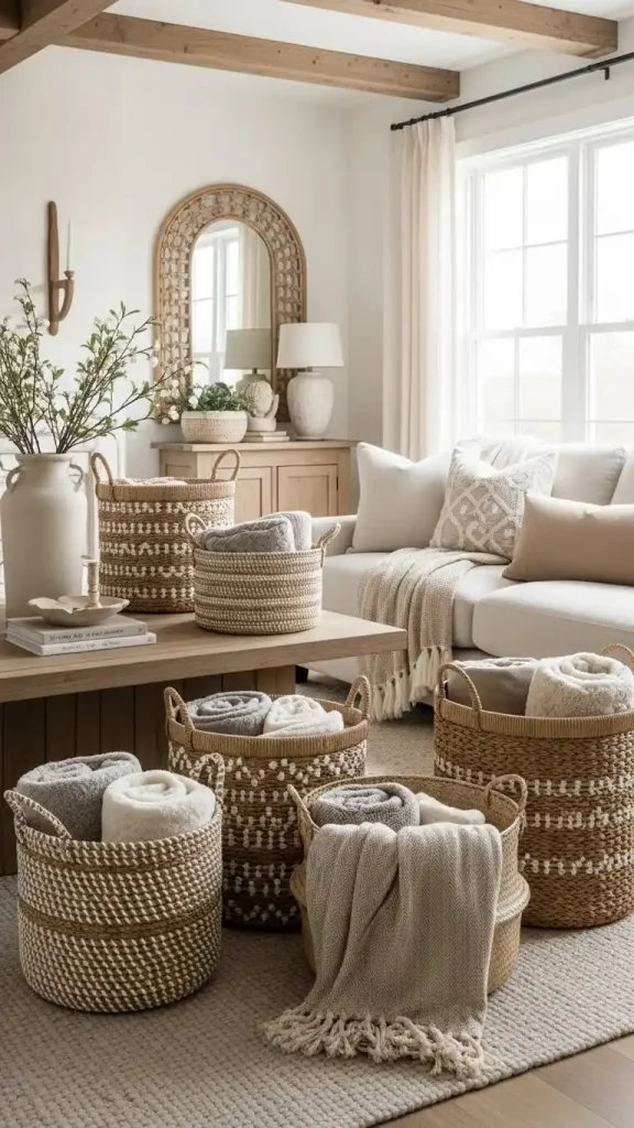 18 Thrifted Home Decor Western Ideas to Style Your Home 9 Rattan or Woven Baskets