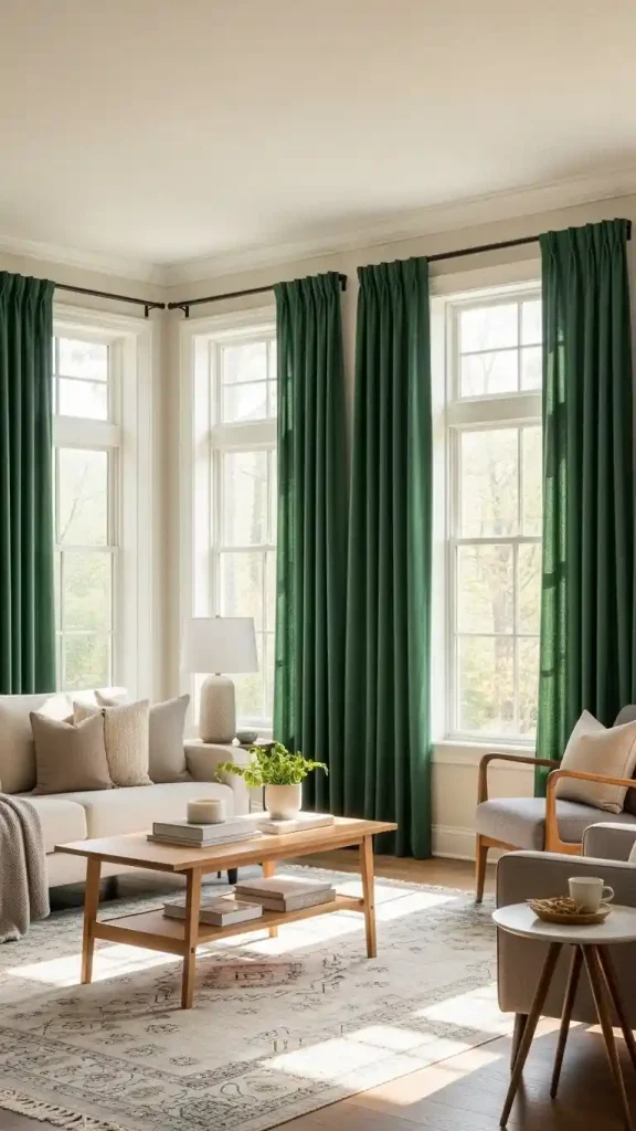 23 Green Color Home Decor | Inspiring Ideas for Every Room 9 Statement Green Curtains