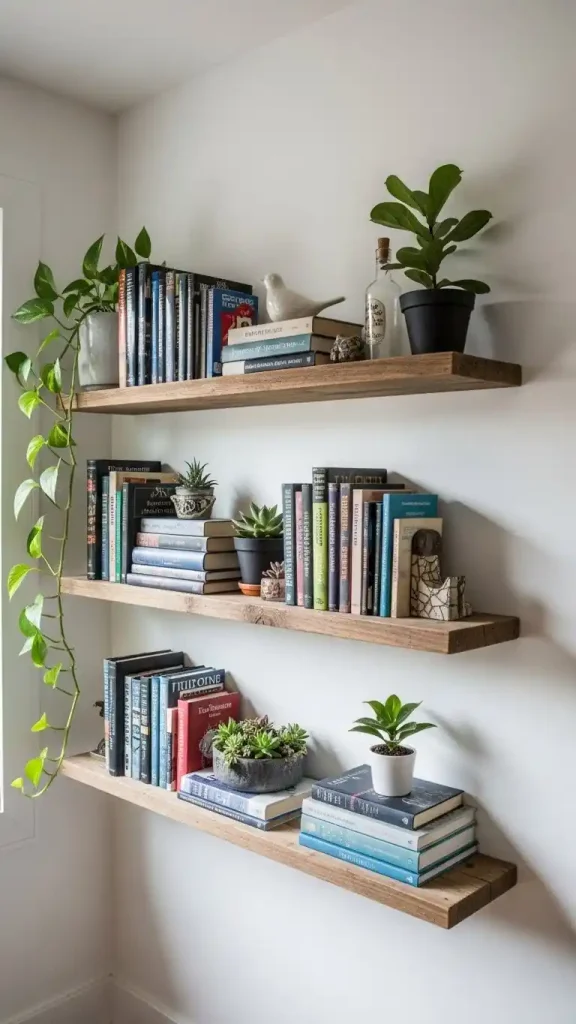 23 Simple Thrifted Home Decor Ideas for a Cozy & Stylish Home 9 Thrifted Floating Shelves