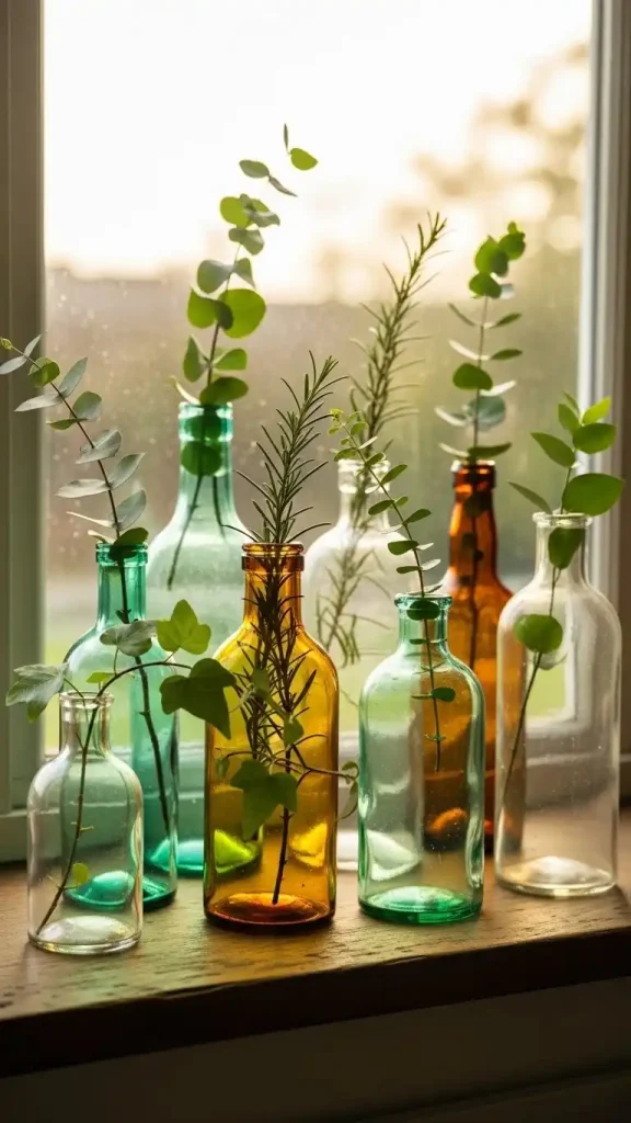 20 Thrifted Home Decor Kitchen Ideas to Style Your Space on a Budget 9 Upcycled Glass Bottles
