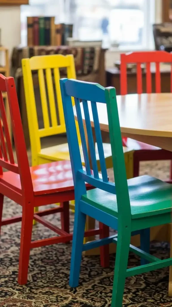 20 Colorful Thrifted Home Decor Ideas to Create a Bright, Stylish, and Budget-Friendly Home 9 Upcycled Painted Wooden Chairs