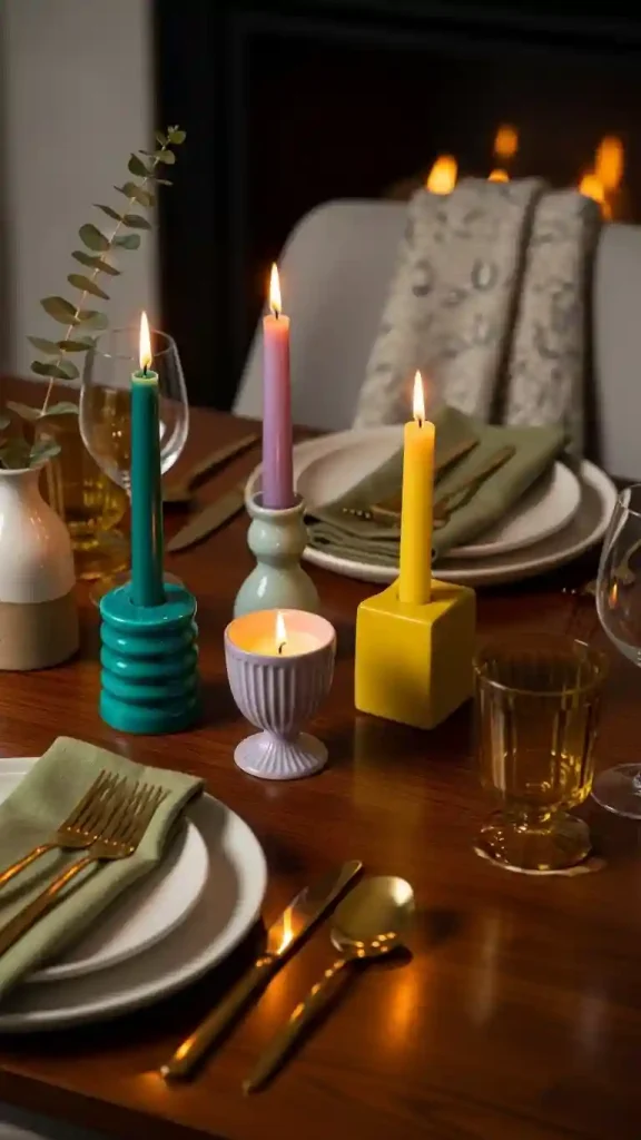 23 Colorful Home Decor Aesthetic | Ideas to Brighten Your Space 10 Colorful Candles and Holders