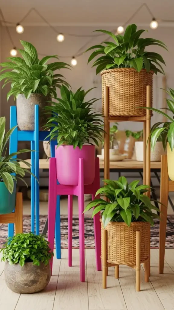 22 Earthy Funky Home Decor Creative Ideas for a Stylish and Natural Home 10 Colorful Planter Stands