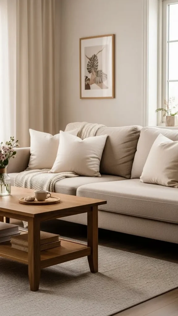 21 Neutral Aesthetic Home Decor | Serene & Stylish Ideas 2 Beige and Cream Sofas