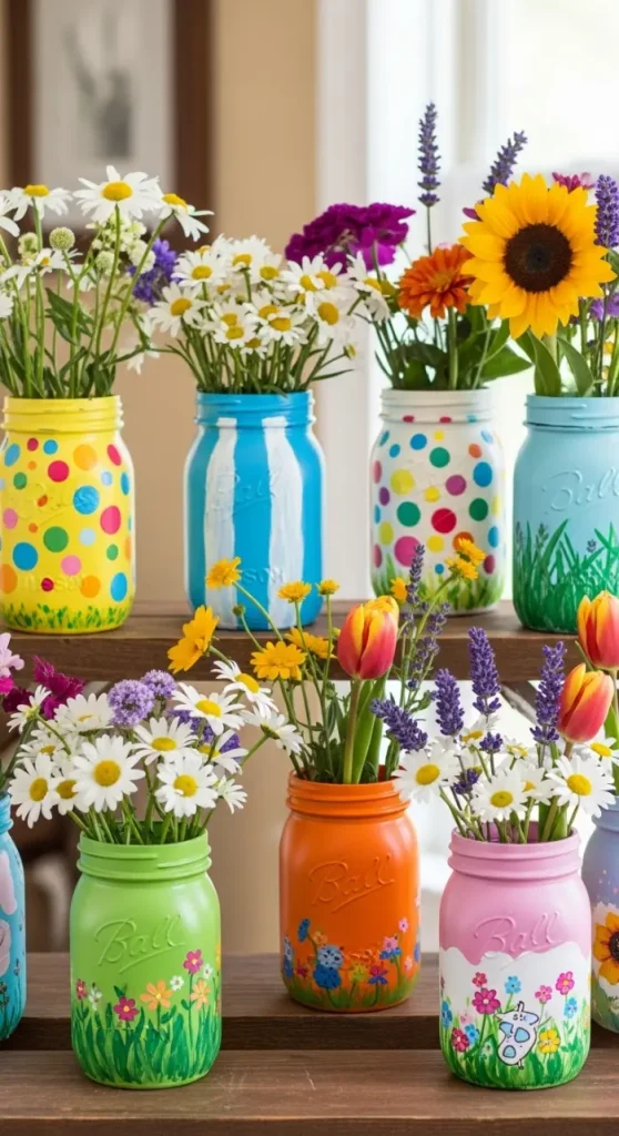 20 DIY Quirky Home Decor | Creative Ideas to Transform Your Space 2 Painted Mason Jars