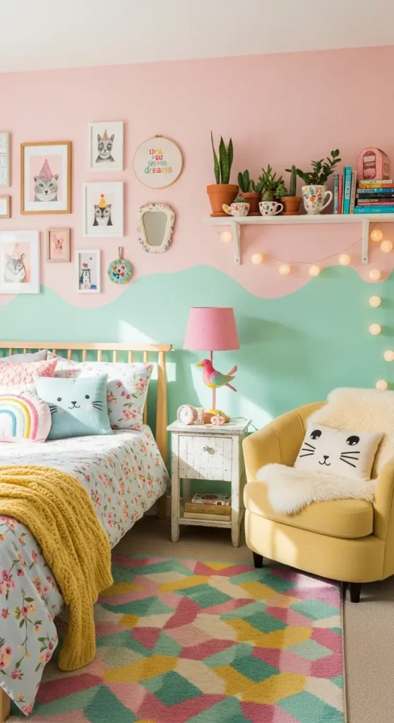 20 Girly Quirky Home Decor Ideas for Cute, Playful & Stylish Interiors 2 Pastel Color Accent Walls