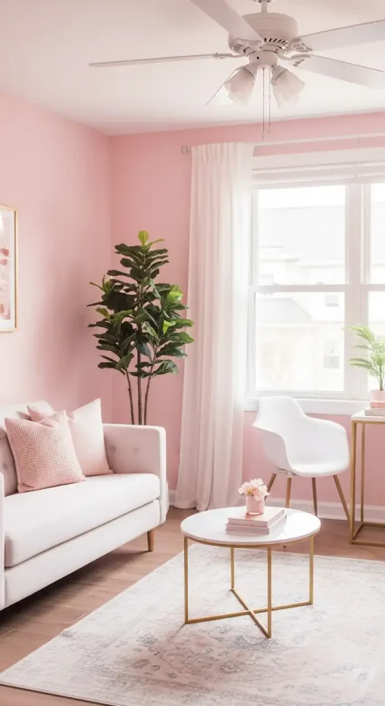19 Pink Aesthetic Home Decor | Soft, Stylish, and Dreamy Interior Ideas 2 Soft Pink Walls with White Furniture
