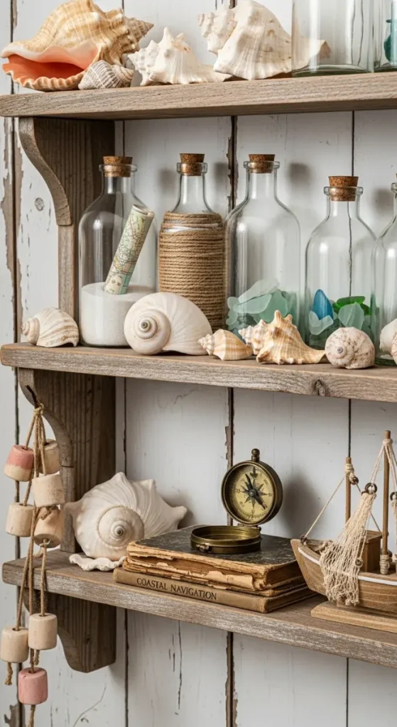 21 Fisherman Aesthetic Home Decor | Nautical & Coastal Ideas 11 Coastal Shelf Styling