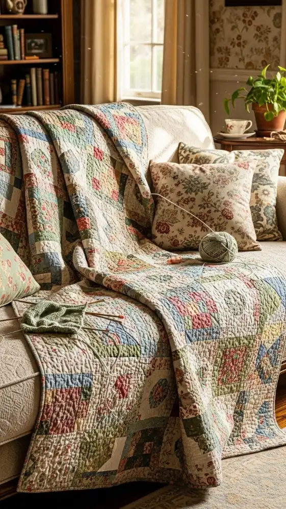 21 Grandmacore Home Interior Ideas for a Cozy, Vintage-Inspired House 11 Handmade Quilts and Throw Blankets