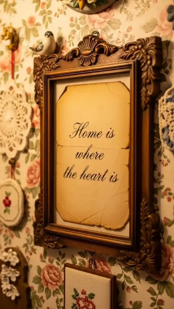 18 Charming Grandmacore Wall Decor Ideas for a Cozy Vintage Home 11 Handwritten Quote Frames