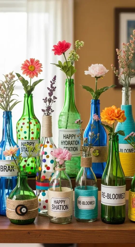 23 Quirky Home Decor Upcycling Funky Junk Interiors | Creative Ideas 11 Recycled Glass Bottle Vases